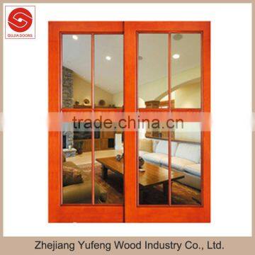 sliding double door window design mdf solid wooden glass doors