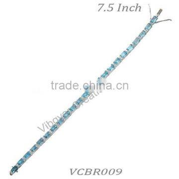 Sterling Silver Bracelet, Blue Topaz Bracelet , Rhodium Bracelet 925 Sterling Silver photo-3