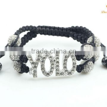 rhinestone bracelet with letter charm