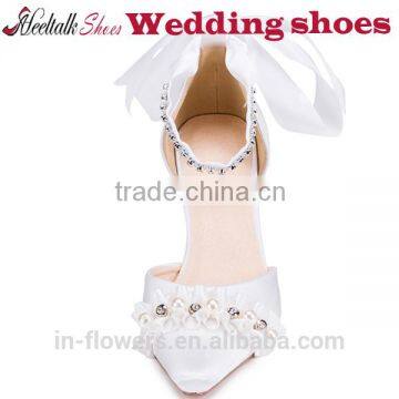 Wholesale Pointed Toe Crystal Stiletto Wedding Shoes With Ankle Strap photo-4