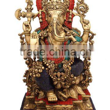 Sitting Ganesha with Jewellery 19"