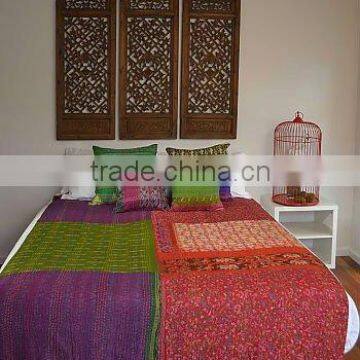 Beautiful Collection of Old Patola Sari Quilted Bedspreads, Throws, Cushion Covers, Pillow-Covers, Table Covers & Table Runners