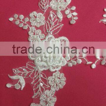 3D lace appliques with beading for bridal dress