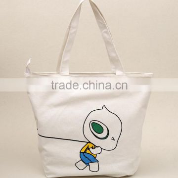 white cotton bag shopping bag long handle canvas bag with logo printing