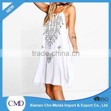 EMBROIDERY CHIFFON BEACH DRESS