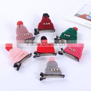 New Fashion Children Christmas Gift Cute 7 Colors Korean Wool Hat Hair Clips Girls Hair Accessories for Women