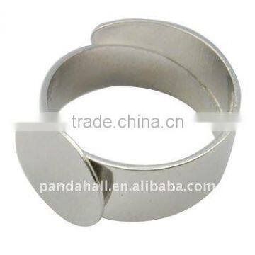 Brass Ring Settings, Nickel, Rings, about 17mm, Round Tray: about 12mm in diameter(KK-H159-N)