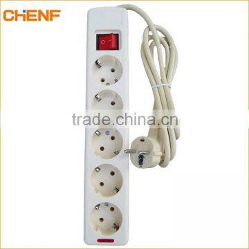 High quality CE multi plug sockets German standard socket approval 5 Way Euro 15A schuko plug socket with switch                        
                                                Quality Choice