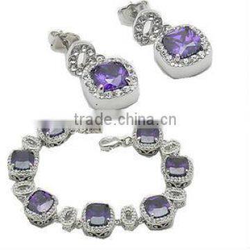 Sterling Silver Classic Amethyst Bracelet Jewelry Sets