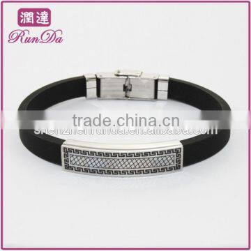 2014 Custom Silicon Bracele Stainless Steel Bracelet Wholesale Silicone Bracelet