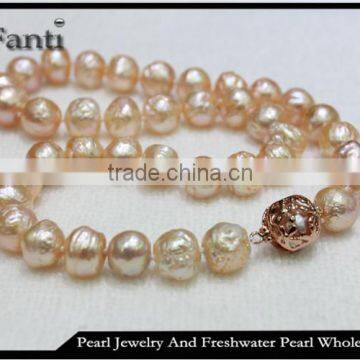 Edison pearl necklace price 11-12mm A pink large edison pearl necklace