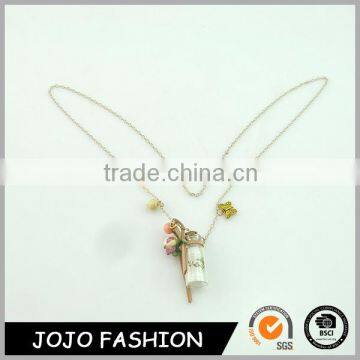 Hot sale metal chain girls jewelry with glass pendant fashion woman necklace