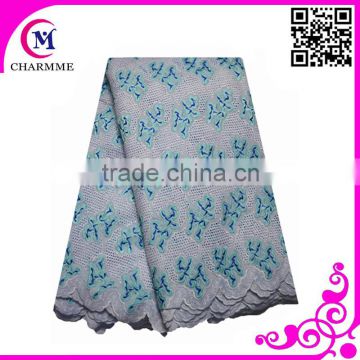 Swiss lace material high quality white/blue swiss voile lace CCL-5S053 made in China Guangzhou