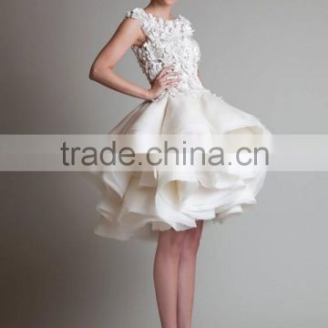 (20150907B) MARRY YOU 2016 New Collection Romantic Angel Sexy Short Lace Ruffle Skirt Wedding Dress