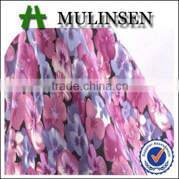 Mulinsen polyester wool peach printed flowers fabrics for indian clothes