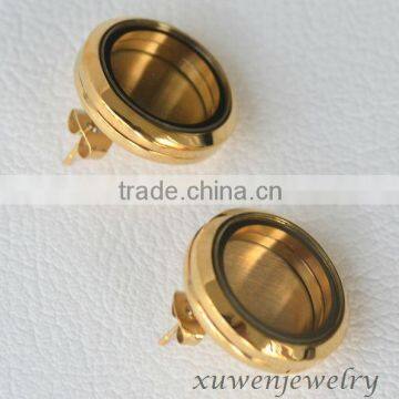 Gold Plated Surgical Steel Locket Funky Stud Earrings photo-1