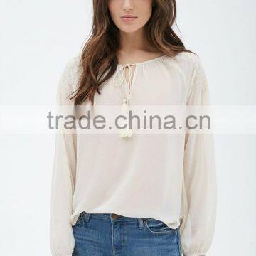 New Collection Loose Long Sleeved Chiffon Blouse Women photo-3