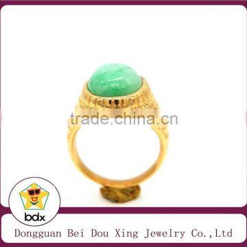 18k New Products 2015 Charm Green Crystal Stone Stainless Steel Rings photo-2