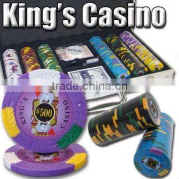 Kings Casino Clay Custom Poker Chip Set with Aluminum Case - 300 Piece