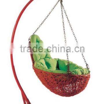 Turkey red outdoor/Garden plastic wicker/pe rattan hanging chair/out door swing