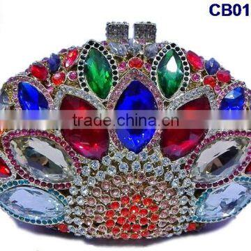 CB0132-12 2016 new design hot sale elegant and luxury Rhinestones African Handbag for wedding/party