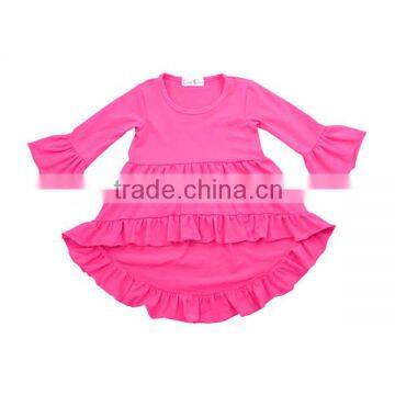 2016 Kids Fall Style Cotton Baby Dress Blank Orange Ruffle Dress Children Girls High Low Top Girls Fall Dress photo-3