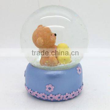 Baby souvenir gift resin teddy bear snow globes