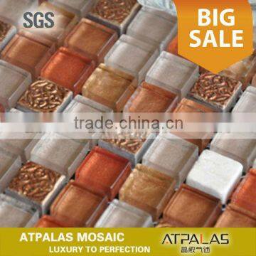 Stone Glass Mosaic tiles- red glass tile mix stone with resin tile, stone glass mosaic tiles ESSZGS090