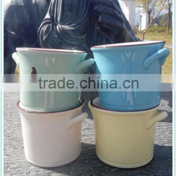 ceramic popular style round plant pot with two ears