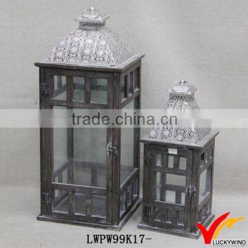 handcrafted farming vintage wood candle lantern for garden