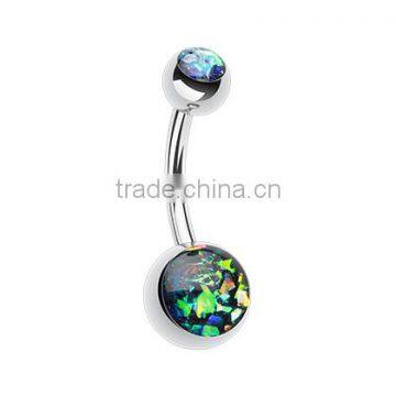 Fashion opal navel belly button ring