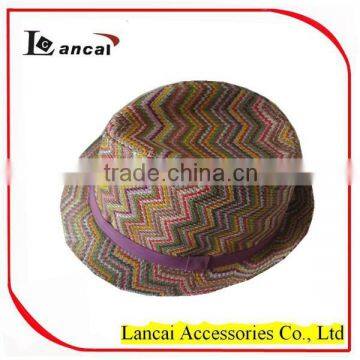 2016 wholesale colourful zigzag straw mens' trilby