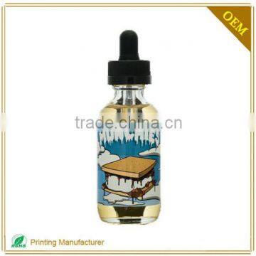 Hot Sale Waterproof Adhesive Labels For E-liquid Bottle