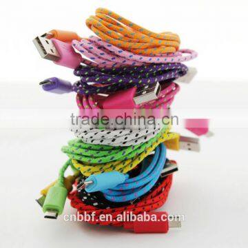 wholesale colorful fabric micro usb cable for Samsung S4/S3 for ,iphone 6 fabric usb cable