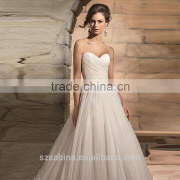 2016 latest designs strapless chiffon wedding dress made in china