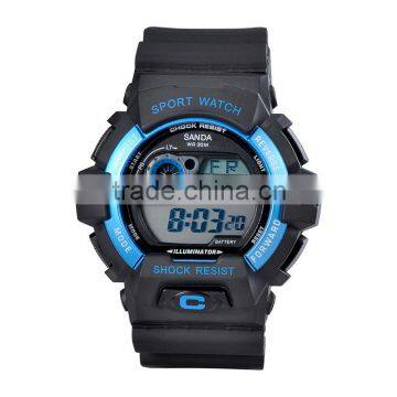 Wholesale high quality blue/red/gold/black/silver color digital waterproof sports watch