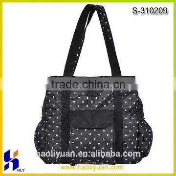 2015 New design polka dot 210D polyester tote mommy bag