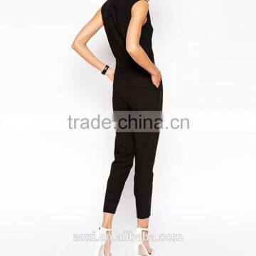 Sleeveless Suit Neckline Black Wholesale Price Long Jumpsuit photo-4