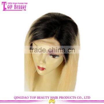 Qingdao Factory Price Brazilian Human Virgin Hair Ombre 613 Blonde Glueless Lace Front Wigs For White Women photo-3