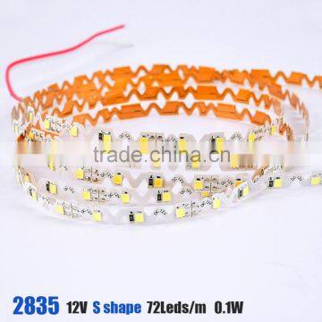 7.2w SMD 2835 S shape super ultra thin led strip