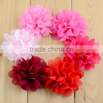 High quanlity card scallop chiffon fabric flower accessories