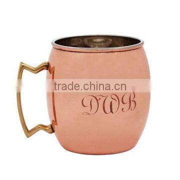 16 oz Solid Copper MUG for moscow mule 99.9% SOLID COPPER MULE MUGS,Small order copper mug for vodka and moscow mule