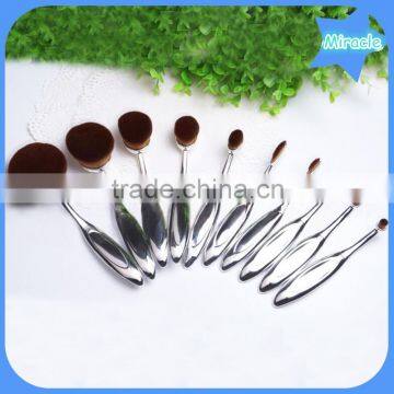 10pcs Custom Logo Multi-purpose Rose Gold Oval Mermaid Makeup Brush Set With Quality Carton Box