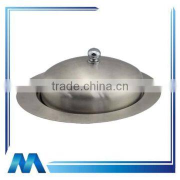 oval shaped stainless steel butter dish with lid