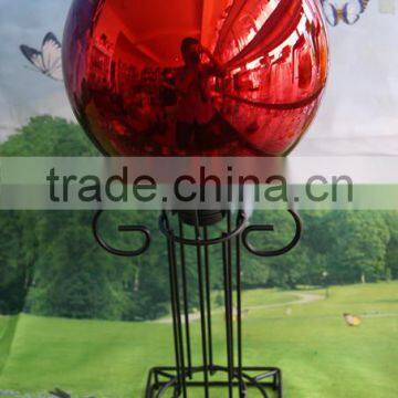 hand blown glass ball with metal stand,garden globe, large plating solid color ball