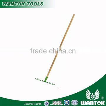 Long Wooden Handle 14 Teeth Steel Rakes