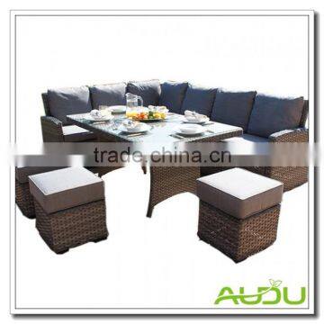 Audu Tuscany Grey Rattan Corner Sofa and Dining Table