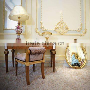 High Back Baroque Living Room & Bedroom Queen Throne King Chair/ Victorian Style Elegant White Fabric Armchair With Golden Frame photo-3