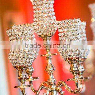 Home Decorations 5 Ball Arms Crystal Candle Holder, Wedding Crystal Centerpiece photo-2