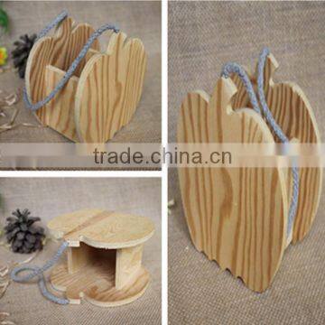 Unique design apple shaped personalized pine wooden pen holder